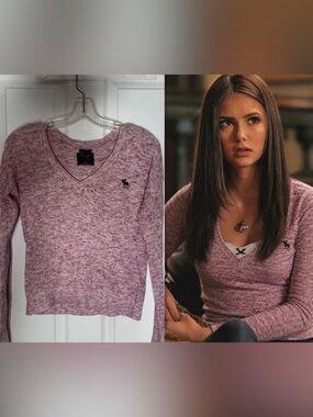 Vintage Babydoll Abercrombie Pink V-Neck Sweater 100% Cotton